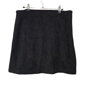 Haute Monde Women's Black Feux Suede Mini Skirt XL